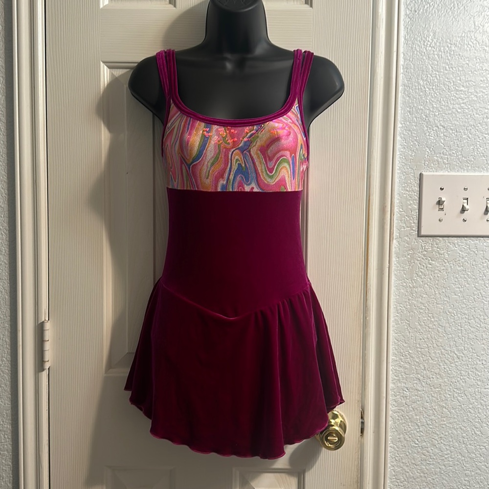 Mondor Burgundy Figure Skating Dress